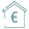 icono casa con símbolo euro