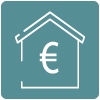 icono casa y símbolo euro